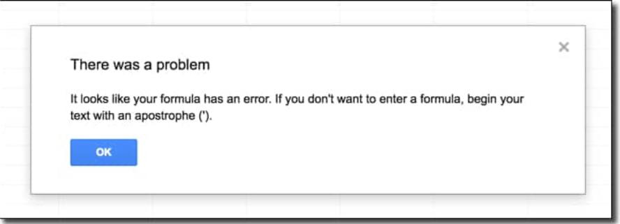 Lỗi cú pháp trong Google Sheets